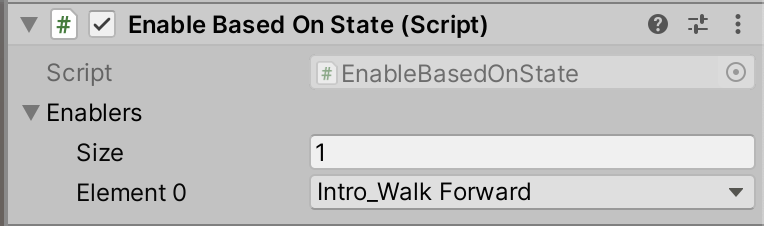 A script that enables the object based on the current state